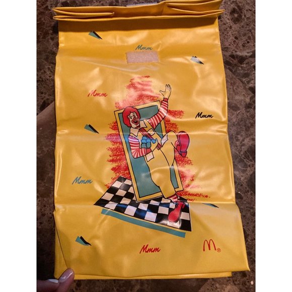 NEW Vintage 1988 Mc Donalds Yellow Vinyl  Happy Meals Lunch Bags Set Of 2 - Picture 2 of 3